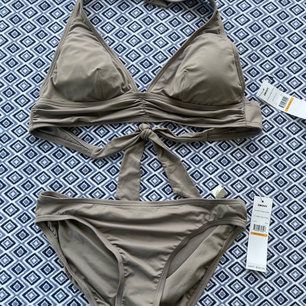 DKNY Bikini, Gray, Size Small, NWT